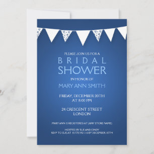 Invitación Elegante Bridal Shower Love Bunting Blue