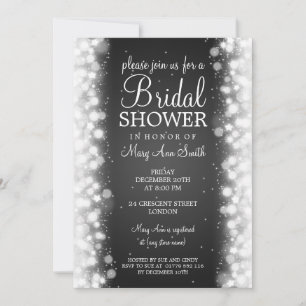Invitación Elegante Bridal Shower Magic Sparkle Black