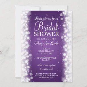 Invitación Elegante Bridal Shower Magic Sparkle Purple