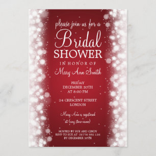 Invitación Elegante Bridal Shower Magic Sparkle Red