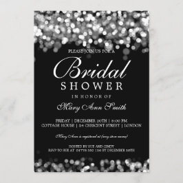 Invitación Elegante Bridal Shower Silver Luces