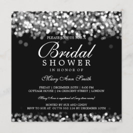 Invitación Elegante Bridal Shower Silver Luces