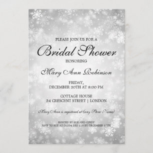 Invitación Elegante Bridal Shower Silver Winter Wonderland