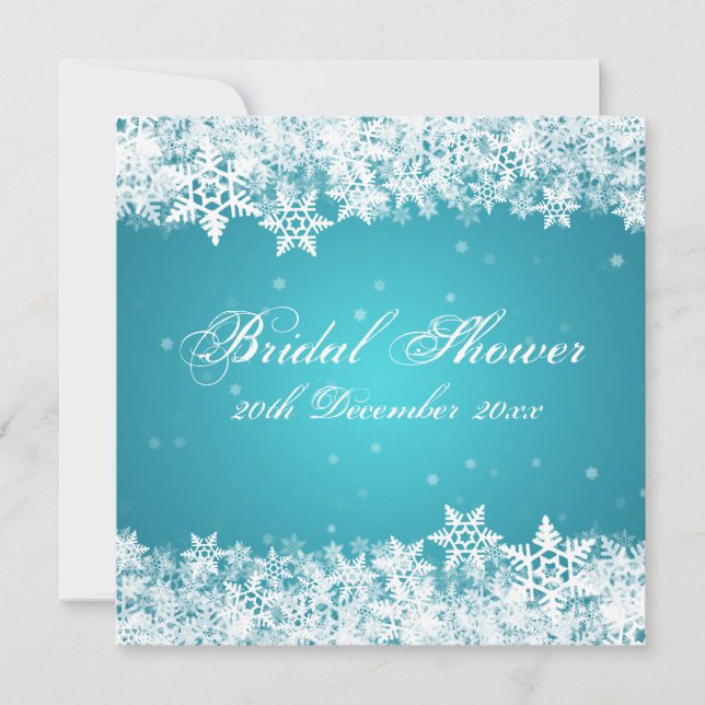 Invitación Elegante Bridal Shower Winter Snowflakes Blue (Anverso)