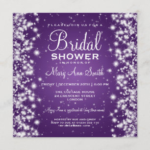 Invitación Elegante Bridal Shower Winter Sparkle Purple