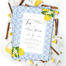Invitación Elegante Bridal Tea Lemons Ducha de Azulejos Portu
