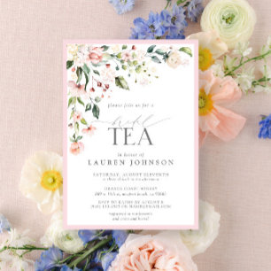 Invitación Elegante Bridal Tea Watercolor Floral Pink Shower