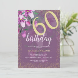 Invitación Elegante Brillante Floral Chic Acuarela Dorada