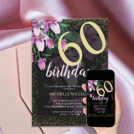 Invitación Elegante Brillante Floral Chic Acuarela Dorada