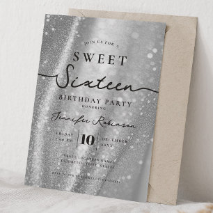 Invitación Elegante Brillo Chic Cumpleaños 16 Cumpleaños Plat