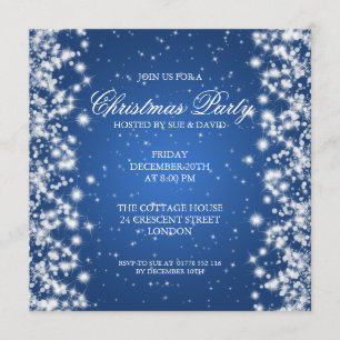 Invitación Elegante brillo de fiesta azul