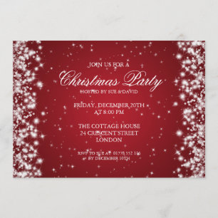 Invitación Elegante brillo de fiesta rojo