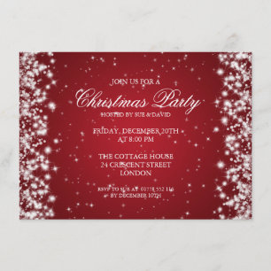 Invitación Elegante brillo de fiesta rojo
