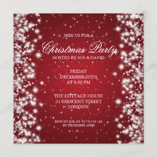 Invitación Elegante brillo de fiesta rojo