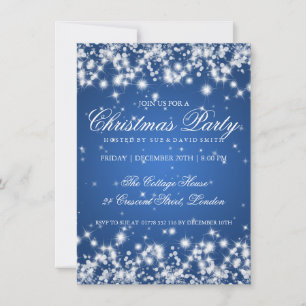 Invitación Elegante brillo de invierno 2 azul