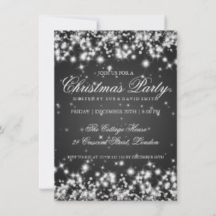 Invitación Elegante brillo de invierno 2 negro