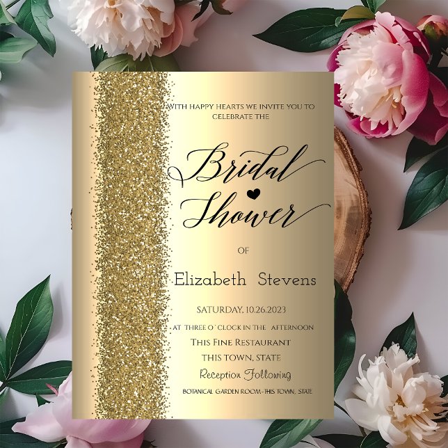 Invitación Elegante Brillo Dorado Chic Despedida de Soltera c (Subido por el creador)