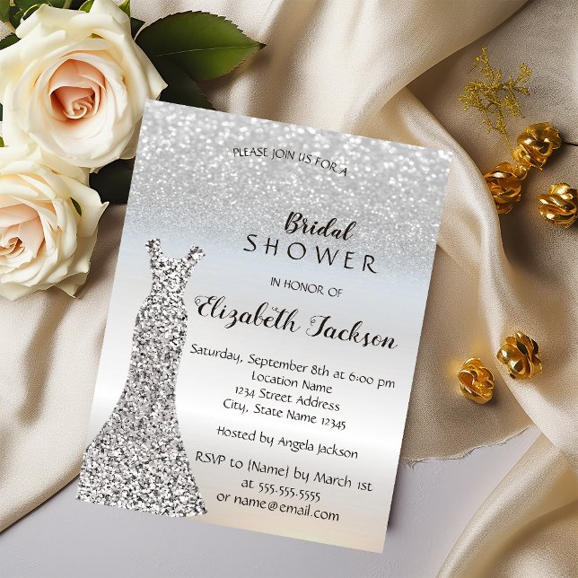 Invitación Elegante brillo plateado Bokeh , Despedida de solt (Subido por el creador)