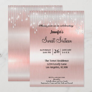 Invitación Elegante brillo Sweet Sixteen
