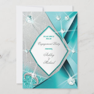 Invitación elegante brillo turquesa moderno chic destellante