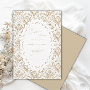 Invitación Elegante Brocado Vintage Fiesta de Despedida de So