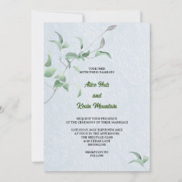 Invitación Elegante brote violeta en un fondo azul cielo