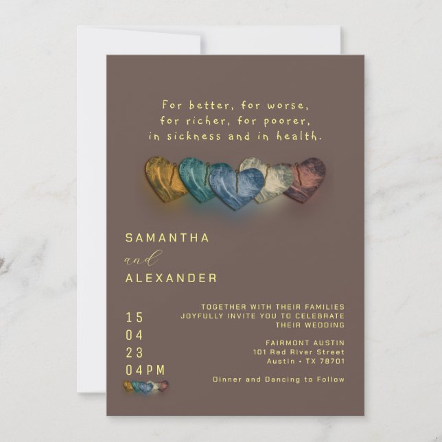 Invitación Elegante Brown Caer En El Amor Boda De Moda (Anverso)