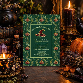 Invitación Elegante Bruja Caprichogótica Halloween