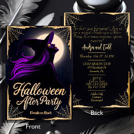 Invitación Elegante bruja pelo púrpura Halloween después de F