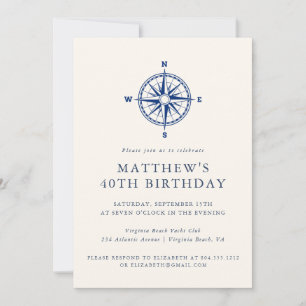 Invitación Elegante brújula náutica para fiesta de cumpleaños