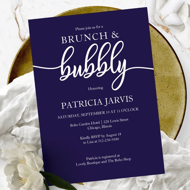Invitación Elegante Brunch Azul De La Armada Y Ducha Bridal B (Subido por el creador)