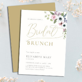 Invitación Elegante Brunch Boho Anemones Floral Gold Bridal B