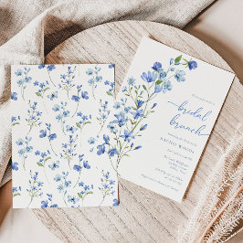 Invitación Elegante Brunch Boho Blue Wildflower Bridal Brunch
