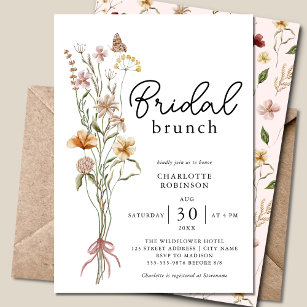 Invitación Elegante Brunch Boho Floral Wildflower Bridal Brun
