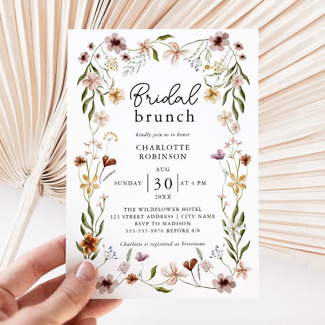 Invitación Elegante Brunch Boho Floral Wildflower Bridal Brun (Subido por el creador)