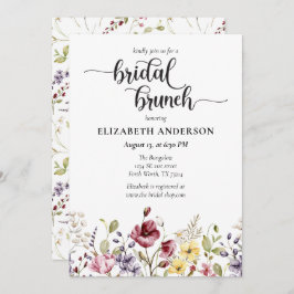 Invitación Elegante Brunch Boho Wildflower Bridal Shower