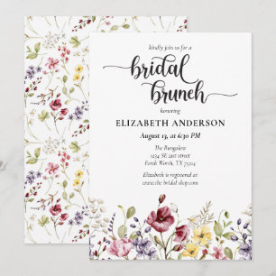 Invitación Elegante Brunch Boho Wildflower Bridal Shower