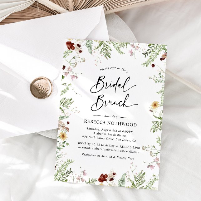 Invitación Elegante Brunch Boho Wildflowers Bridal Brunch (Subido por el creador)