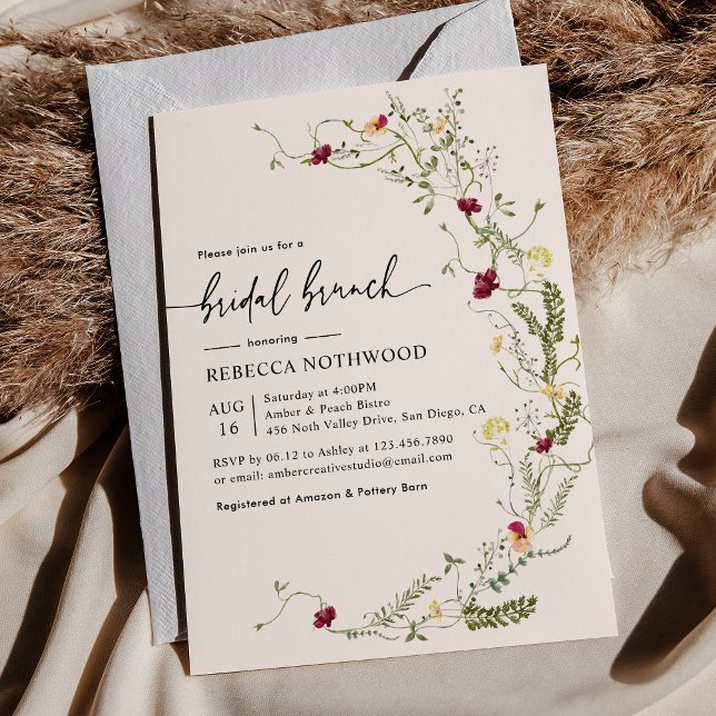 Invitación Elegante Brunch Botánico Bridal de Flor Silvestre  (Subido por el creador)