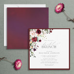 Invitación Elegante Brunch Botánico Bridal Floral Borgoña<br><div class="desc">Moderna y elegante ducha de matrimonio cuadrada (brunch) con ramo de flores borgoñas y rosa pálido y vegetación botánica, bordeada por un rico rojo burdeos. Personaliza los detalles de tu ducha de novia en suave color negro, acentuado con una bella caligrafía con letras a mano moderna. La parte posterior de...</div>