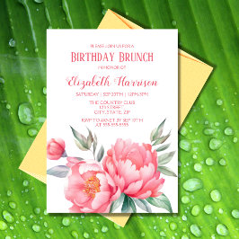 Invitación Elegante Brunch Botánico de Aniversario de la Peon