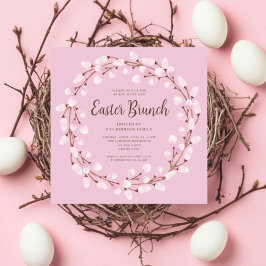 Invitación Elegante Brunch Botánico Rosa de Pascua