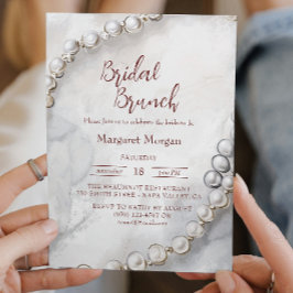 Invitación Elegante Brunch Bridal de Perlas Blancas