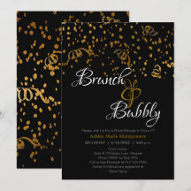 Elegante Brunch Bubbly Bridal Shower Gold Confetti