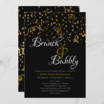 Elegante Brunch Bubbly Bridal Shower Gold Confetti