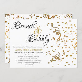 Invitación Elegante Brunch Bubbly Bridal Shower Gold Confetti