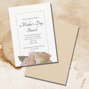 Invitación Elegante brunch color rosa rosa floral Día de la m
