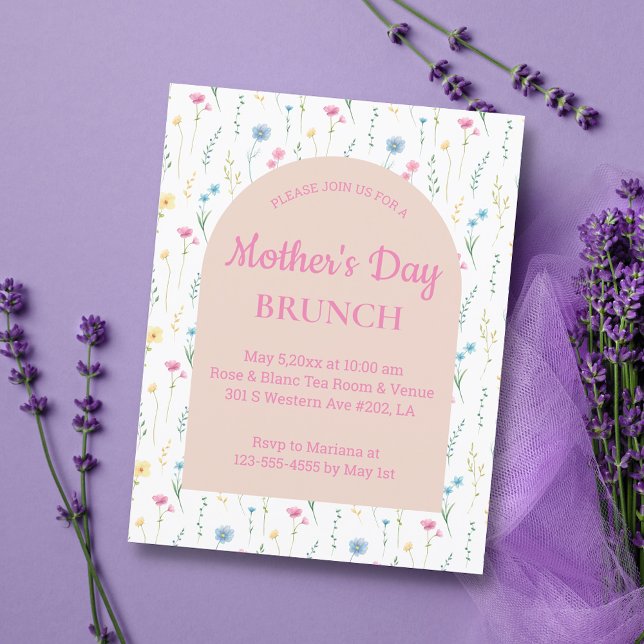Invitación elegante brunch de arco rosado Día de la Madre (Subido por el creador)
