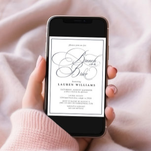 Invitación Elegante Brunch de caligrafía azul de la marina co