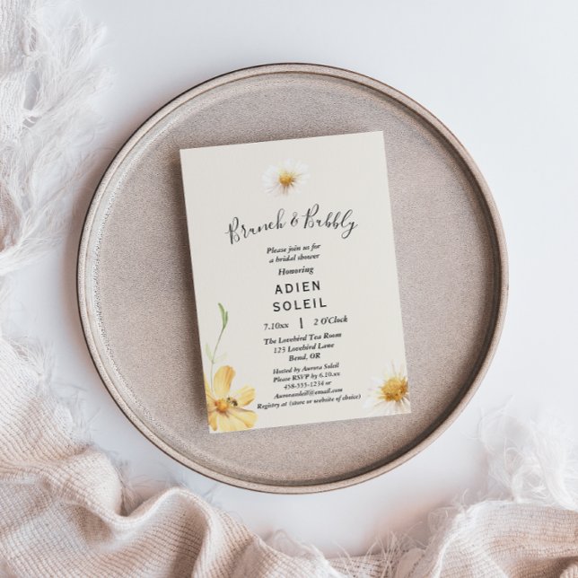 Invitación Elegante Brunch De Daisy Y Ducha De Bridal Bubbly (Subido por el creador)